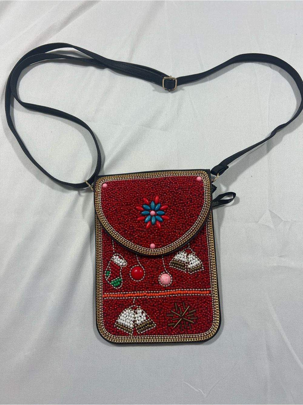 Coco & Carmen Holiday Beaded Red Crossbody Bag
